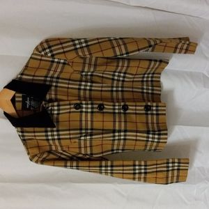 POSITIVE ATTITUDE Plaid Jacket 4-Button Front Velvet Pointed Collar Sz 8